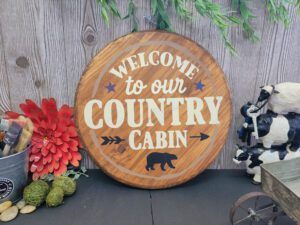 Country Cabin 18" Round Sign