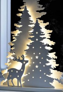 3d Illuminated Deer and Tree Shelf Sitter