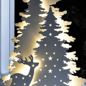 3d Illuminated Deer and Tree Shelf Sitter